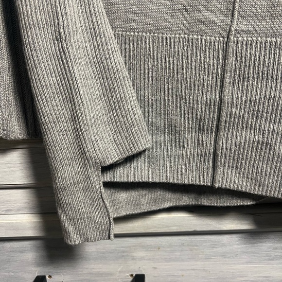 Soft Surroundings Heather Grey Ribbed Cowl Neck Sweater Tunic Wool Cashmere Cozy - Picture 4 of 9